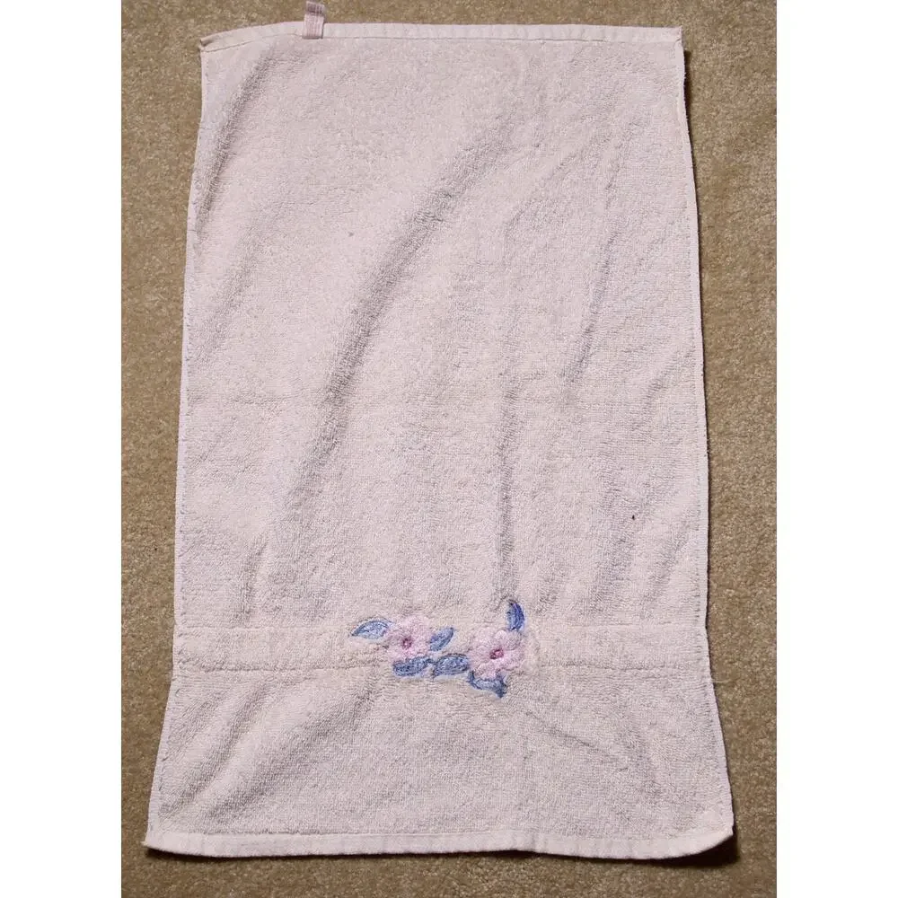 Fieldcrest Bathroom Retro Hand Towel Peach Poppies Floral Cotton Blend 25x15